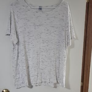 Old Navy White Space-Dyed Scoop Neck Short Sleeve Top